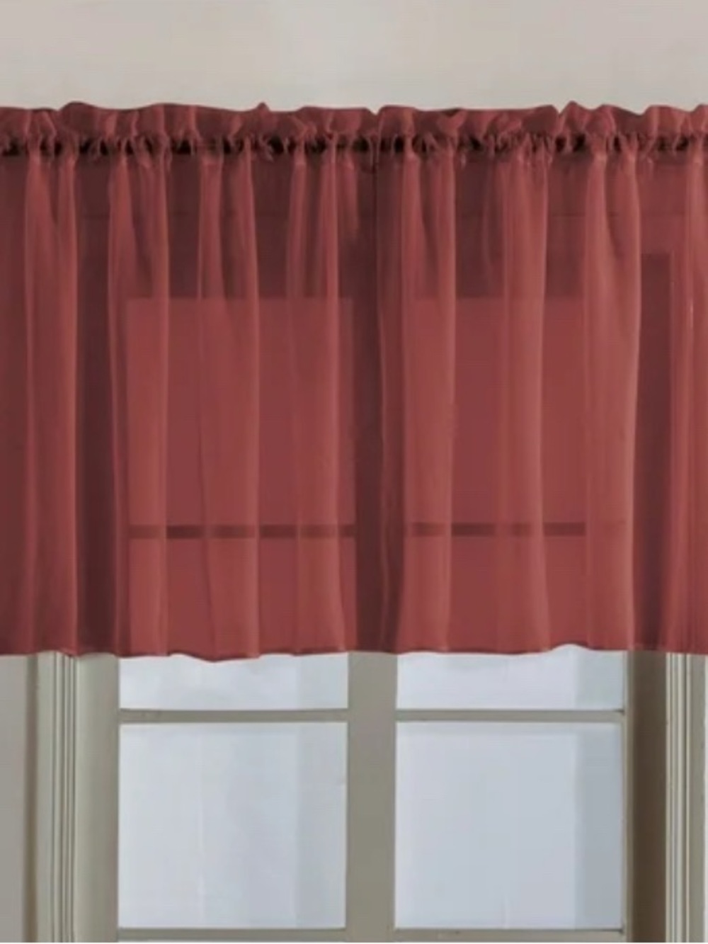 Classic Sheer Window Valance in Terracotta . Color is listed as Brick.